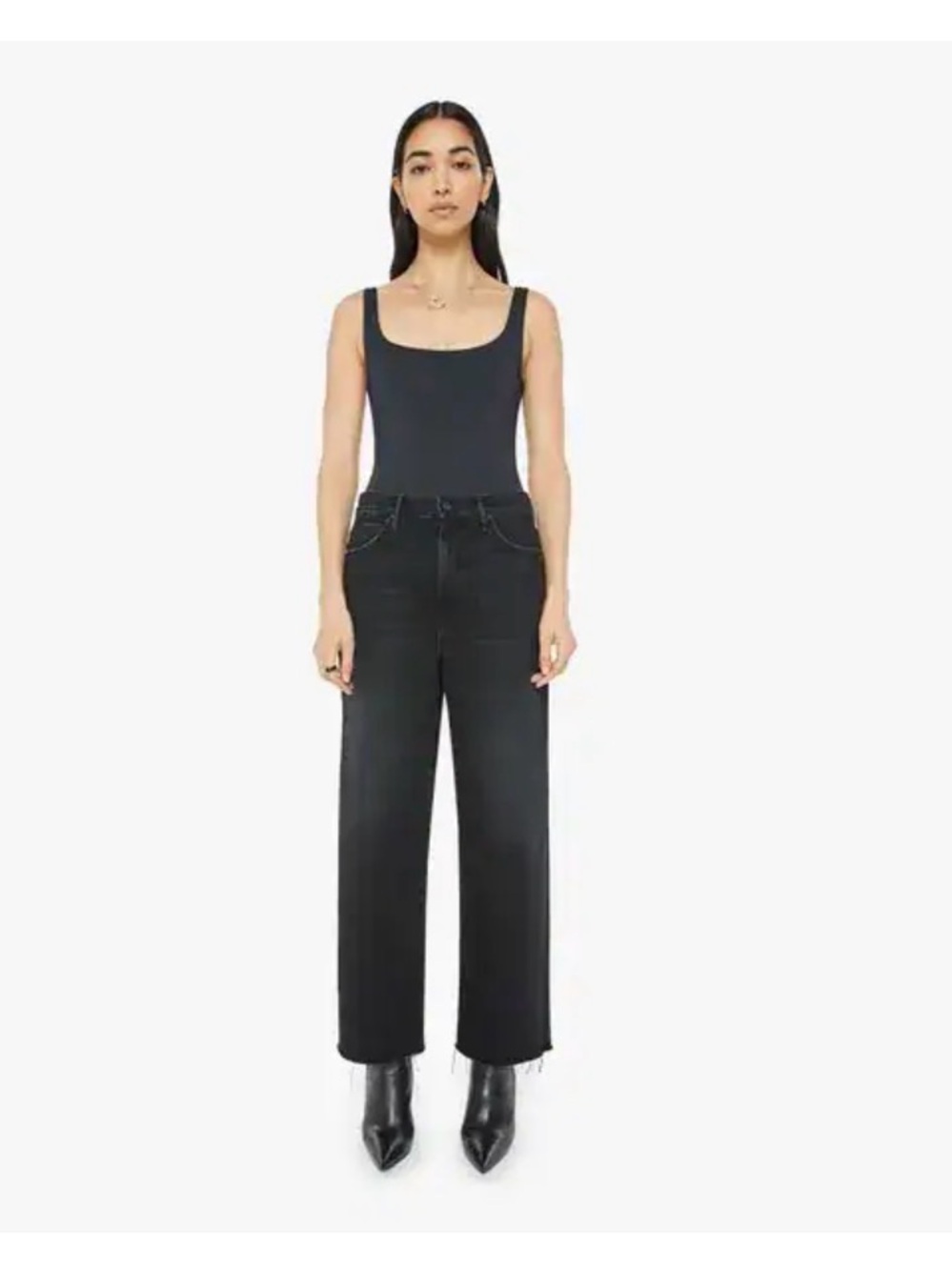 MOTHER Superior The Spitfire Ankle Fray Magic Wide Leg Jeans 27 $248